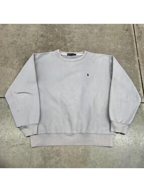 vintage polo ralph lauren baby blue small logo crewneck size large HAS HOLE